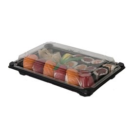 Sushi Tray and Lid PLA Black 15,0x23,0 cm (600 Units)
