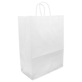 Paper Bag with Handles Kraft White 90g/m² 32+16x43cm (50 Units)