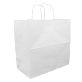 Paper Bag with Handles Kraft White 90g 32+16x31cm (50 Units) 