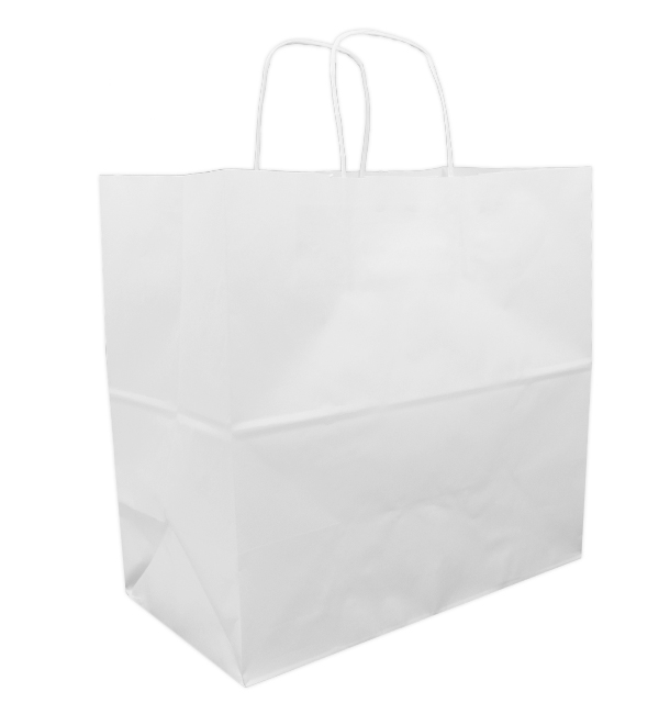 Paper Bag with Handles Kraft White 90g 32+16x31cm (250 Units)