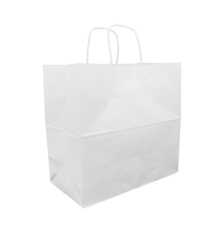 Paper Bag with Handles Kraft White 90g 32+16x31cm (250 Units) Paper Bag with Handles Kraft White 90g 32+16x31cm (250 Units)