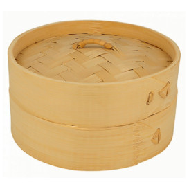 Bamboo Steamer with Lid Ø15x8cm (100 Units)
