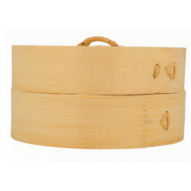 Bamboo Steamer with Lid Ø15x8cm (100 Units)