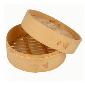 Bamboo Steamer with Lid Ø15x8cm (100 Units)