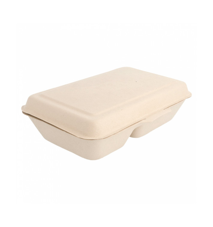 Sugarcane Hinged Container "Menu Box" 2 Compartments 22,5x16,5x6,4cm (500 Units) Sugarcane Hinged Container "Menu Box" 2 Compartments 22,5x16,5x6,4cm (500 Units)