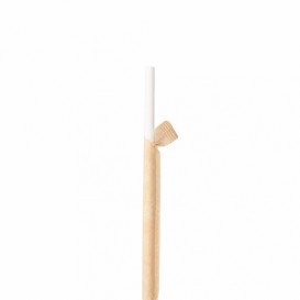 Paper Straw Straight White Wrapped With a Kraft Sleeve Ø0,6cm 21cm (250 Units)