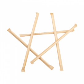 Paper Straw Straight White Wrapped With a Kraft Sleeve Ø0,6cm 21cm (250 Units)