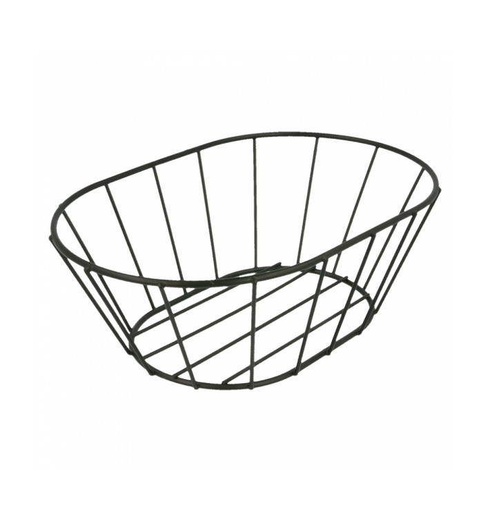 Basket Containers Steel Oval Shape Black 21,6x14x7,6cm (24 Units)