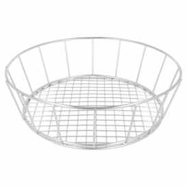 Basket Containers Steel Round Shape Silver Ø24,1x7cm (12 Units)