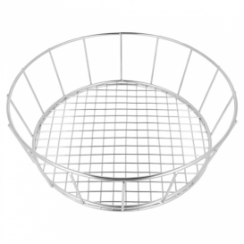 Basket Containers Steel Round Shape Silver Ø24,1x7cm (12 Units)