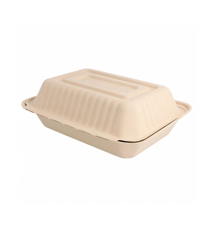Sugarcane Hinged Container "Menu Box" Natural 22,5x16,5x6,4cm (200 Units) Sugarcane Hinged Container "Menu Box" Natural 22,5x16,5x6,4cm (200 Units)