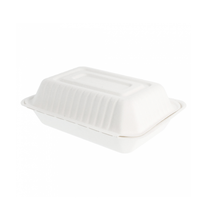 Sugarcane Hinged Container "Menu Box" White 22,5x16,5x6,4cm (50 Units) Sugarcane Hinged Container "Menu Box" White 22,5x16,5x6,4cm (50 Units)