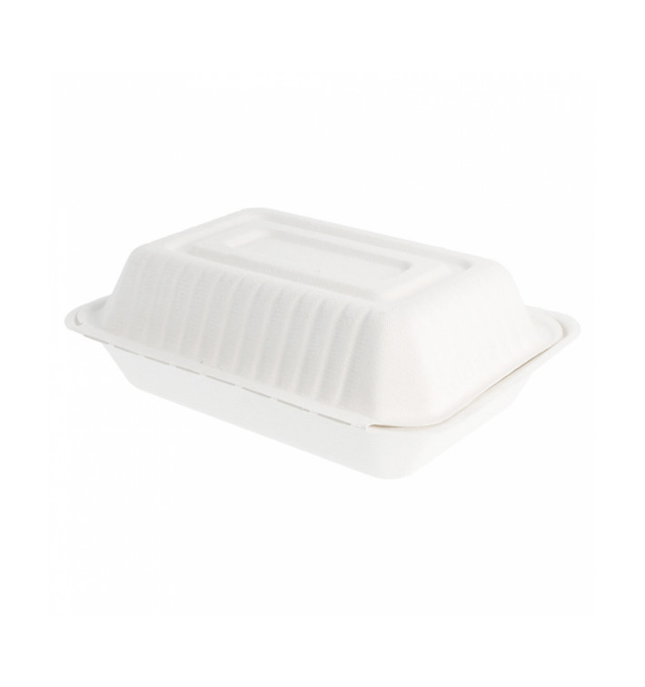 Sugarcane Hinged Container "Menu Box" White 22,5x16,5x6,4cm (200 Units) Sugarcane Hinged Container "Menu Box" White 22,5x16,5x6,4cm (200 Units)