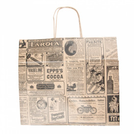 Paper Bag with Handles Kraft "Times" 80g 26+14x32cm (250 Units)
