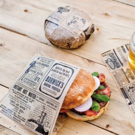 Paper Food Bag Grease-Proof Opened L Shape "Times" 16x16,5cm (500 Units)  