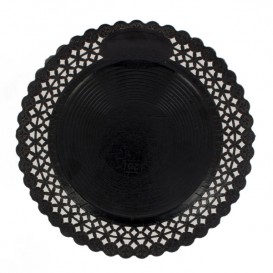 Paper Plate Round Shape Doilie Black 20cm (100 Units)