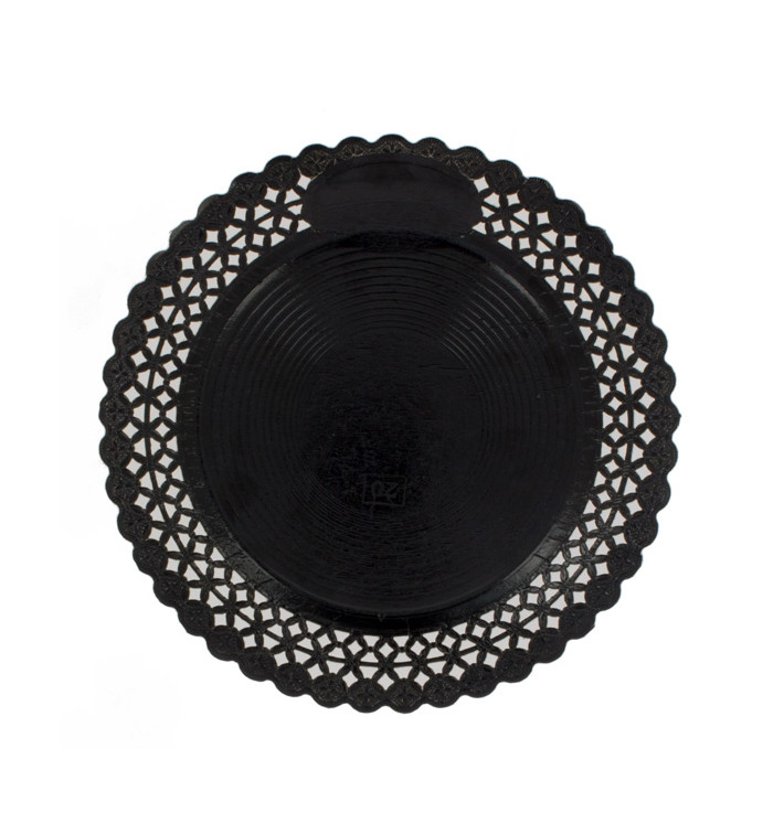 Paper Plate Round Shape Doilie Black 20cm (100 Units) Paper Plate Round Shape Doilie Black 20cm (100 Units)