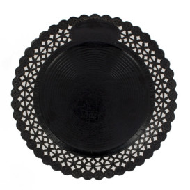 Paper Plate Round Shape Doilie Black 35cm (50 Units) 