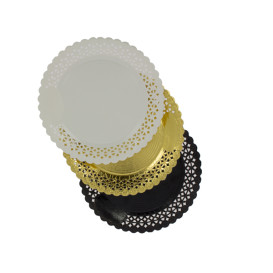 Paper Plate Round Shape Doilie Black 25cm (100 Units)