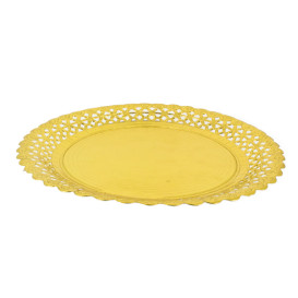 Paper Plate Round Shape Doilie Gold 35cm (100 Units)