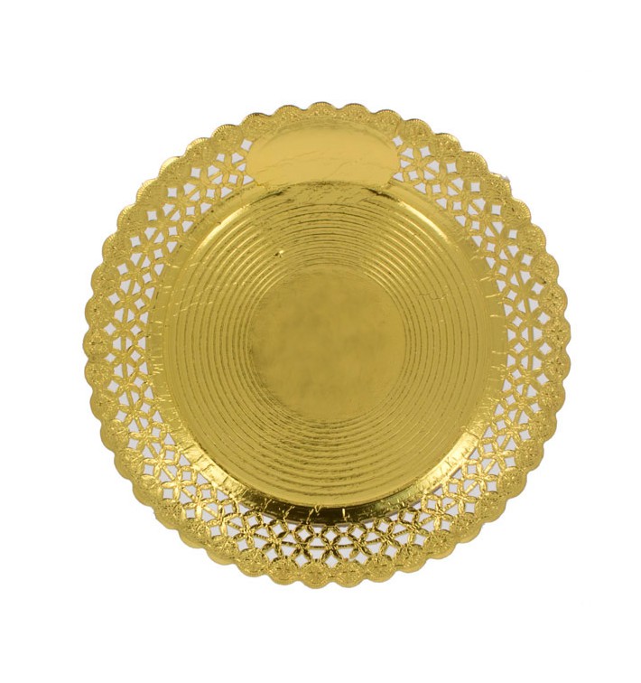 Paper Plate Round Shape Doilie Gold 35cm (100 Units)