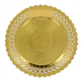 Paper Plate Round Shape Doilie Gold 32cm (50 Units) 