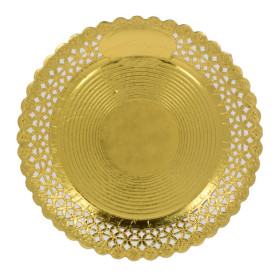 Paper Plate Round Shape Doilie Gold 28cm (50 Units) 