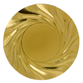 Paper Plate Round Shape Gold "Acuario" 35cm (100 Units)