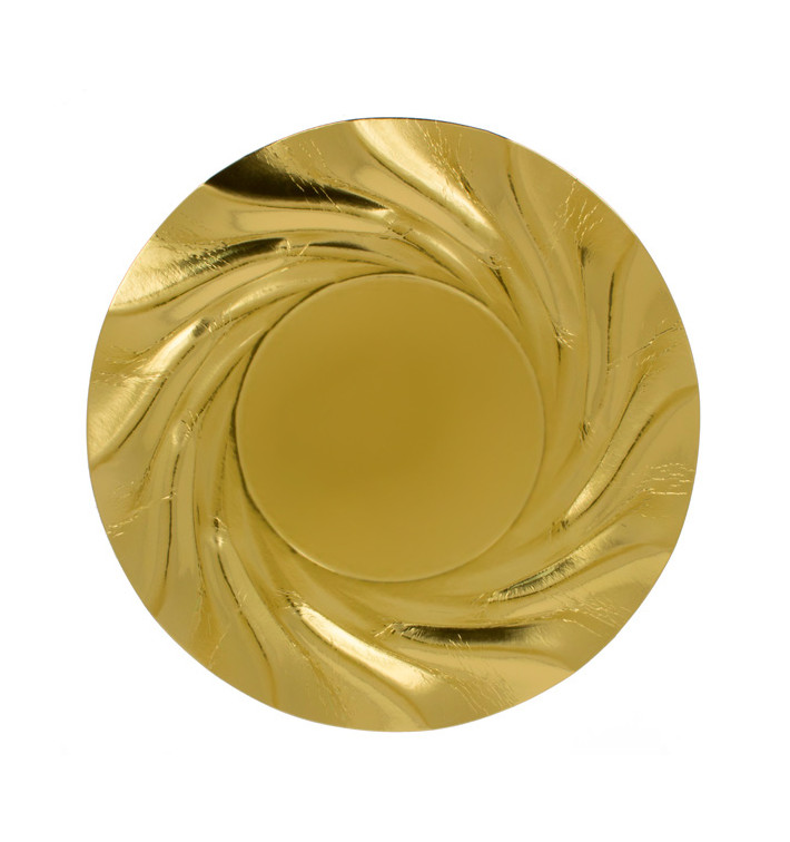 Paper Plate Round Shape Gold "Acuario" 35cm (100 Units) Paper Plate Round Shape Gold "Acuario" 35cm (100 Units)