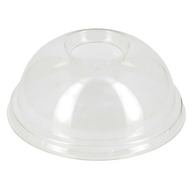 Plastic Dome Lid with Hole Ø9,5cm for PLA and PET Cups 265, 364, 425 and 550ml (100 Units)