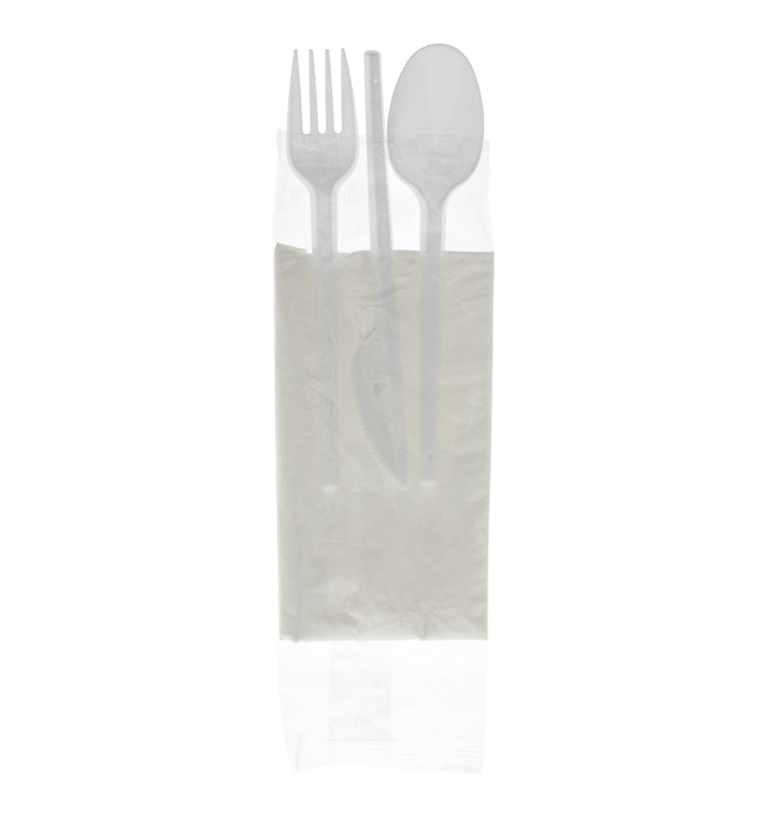 Plastic Cutlery kit PS Fork, Spoon, Knife and Napkin (25 Units) Plastic Cutlery kit PS Fork, Spoon, Knife and Napkin (25 Units)