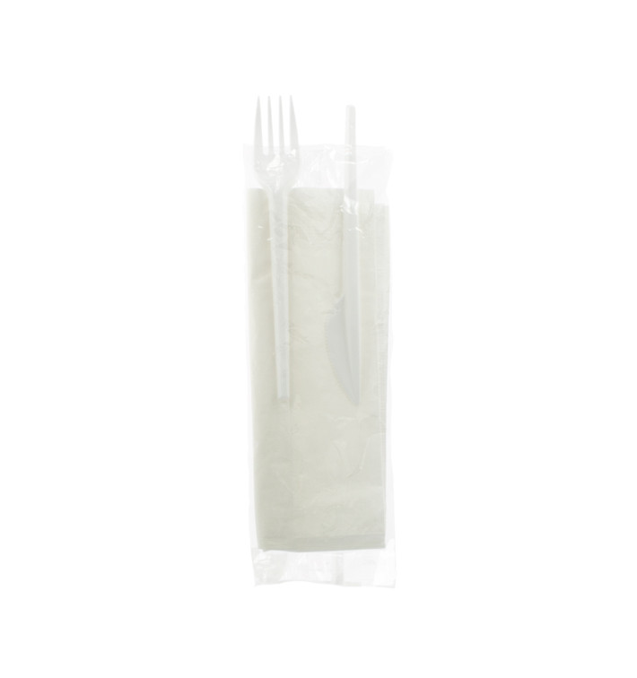 Plastic Cutlery kit PS Fork, Knife and Napkin (25 Units) Plastic Cutlery kit PS Fork, Knife and Napkin (25 Units)