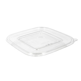 Tamper Tek 12 oz Square Clear Plastic Salad Bowl - with Lid, Tamper-Evident  - 4 3/4 x 4 1/2 x 2 1/4 - 100 count box