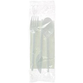 Plastic Cutlery kit PS Fork, Spoon, Knife and Napkin (250 Units)