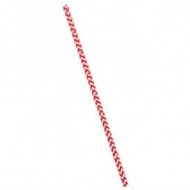 Paper Straw Straight Red and White Ø0,6cm 20cm (6000 Units)