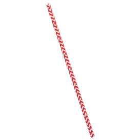 Paper Straw Straight Red and White Ø0,6cm 20cm (6000 Units)