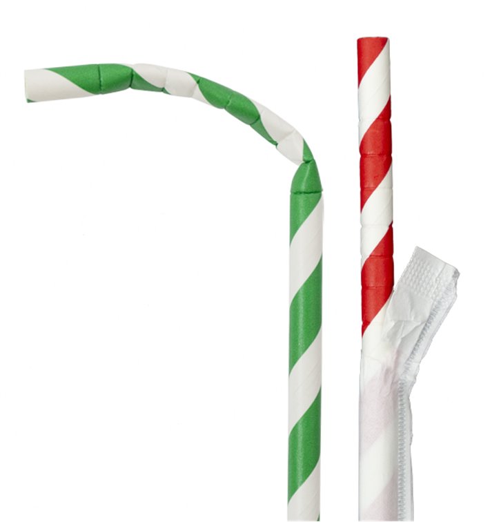 Paper Straw Flexible Pack Wrapped Ø0,6cm 23cm (250 Units) Paper Straw Flexible Pack Wrapped Ø0,6cm 23cm (250 Units)