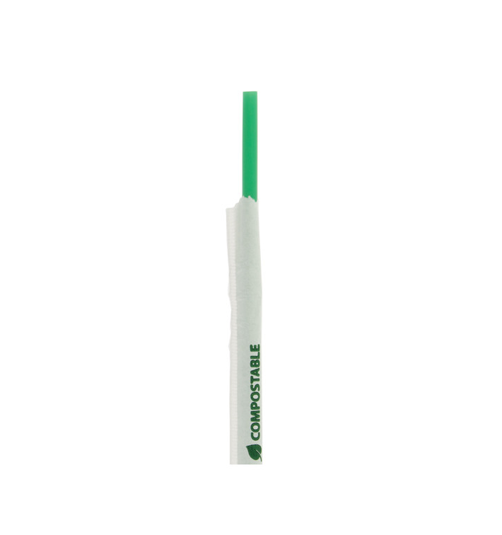 Plastic Straw Straight PLA Wrapped Green Ø0,8cm 18cm (4800 Units) Plastic Straw Straight PLA Wrapped Green Ø0,8cm 18cm (4800 Units)