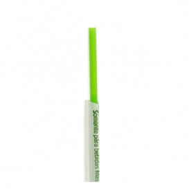 Plastic Straw Straight PLA Wrapped Green Ø0,6cm 20cm (250 Units)