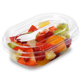 Plastic Salad Bowl APET shape with Fork 370ml 19x14x6,4cm (100 Units) 