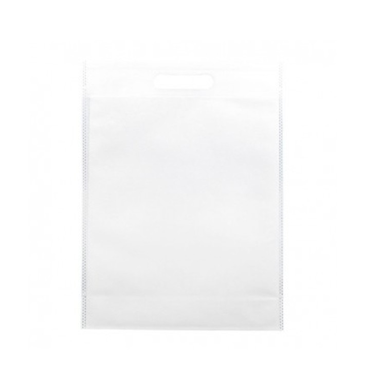Non-Woven Bag with Die-cut Handles White 30+10x40cm (25 Units)
