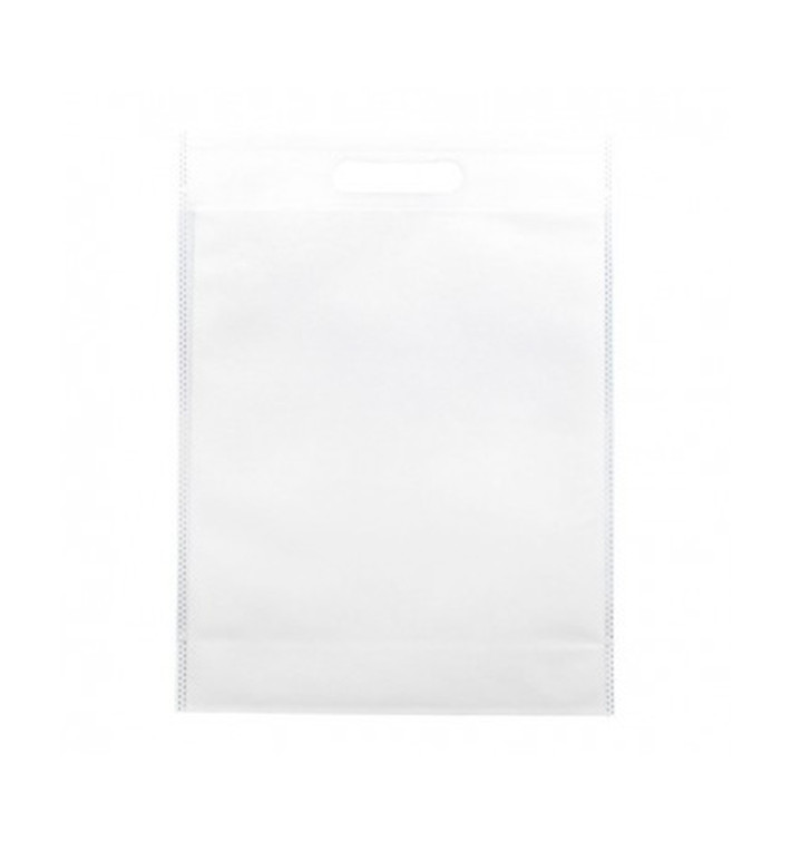 Non-Woven Bag with Die-cut Handles White 30+10x40cm (25 Units)