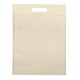 Non-Woven Bag with Die-cut Handles Cream 30+10x40cm (25 Units)