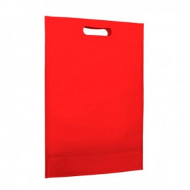 Non-Woven Bag with Die-cut Handles Red 30+10x40cm (25 Units)