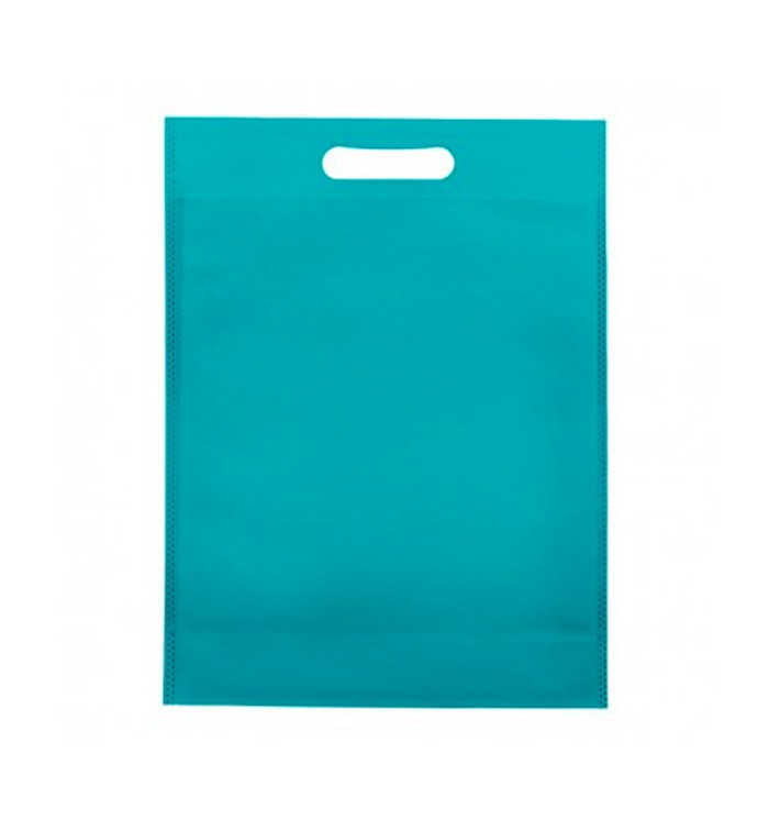 Non-Woven Bag with Die-cut Handles Aquamarine 30+10x40cm (25 Units)