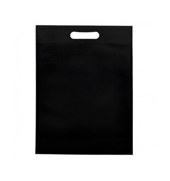 Non-Woven Bag with Die-cut Handles Black 30+10x40cm (25 Units) Non-Woven Bag with Die-cut Handles Black 30+10x40cm (25 Units)