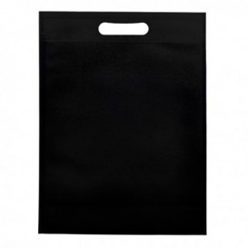 Non-Woven Bag with Die-cut Handles Black 30+10x40cm (200 Units)