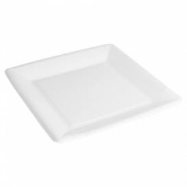 Paper Plate Biocoated White Square 23cm (20 Units) 