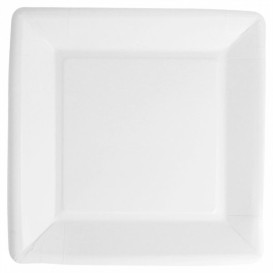 Paper Plate Biocoated White Square 18cm (20 Units) 