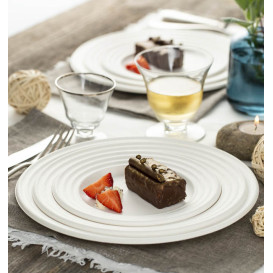 Sugarcane Plate Premium Wave White Ø18cm (50 Units) 